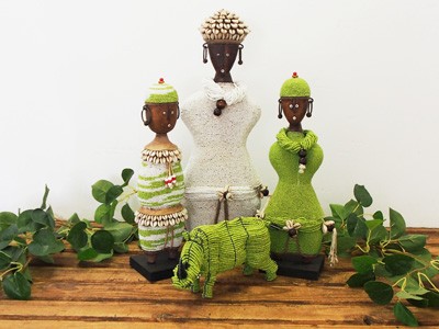 White and Lime Green Namji Doll and Rhino Set